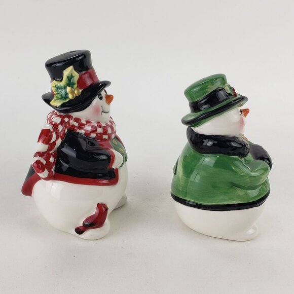 2004 Fitz & Floyd Christmas Holly Jolly Snowman Salt & Pepper Shaker Set - Picture 5 of 8
